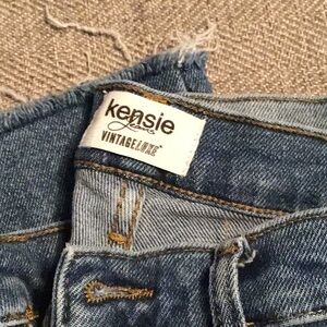 Kensie vintage luxe high rise distressed straight wide leg